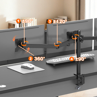 Support de moniteur triple écran Khcoohoo, fixation sur poteau, écrans de 13 à 27 pouces, 8 kg, hauteur réglable, inclinaison et rotation, acier, plastique, câble