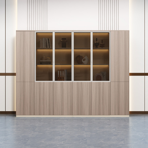 Hiện đại sang trọng ván MDF Tủ tập tin với ánh sáng cổ điển chia khung lưu trữ sách cho hội thảo phong cách Bảng điều khiển sang trọng - Product Image 4