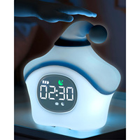 Réveil étoile pour enfants avec veilleuse, haut-parleur d'aide au sommeil, veilleuse en silicone, lampe de bureau animale pour chambre à coucher