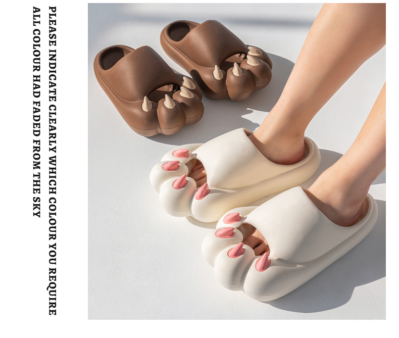 2023 Summer New Couple Cute Bear PAWS Slippers Female Outdoor Household Sandals