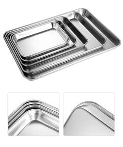 Stainless Steel <strong>Food</strong> <strong>Tray</strong> Square Metal Serving Platter For Kitchen Restaurant Commercial Use Stackable <strong>Food</strong> Storage <strong>Trays</strong> - Product Image 2