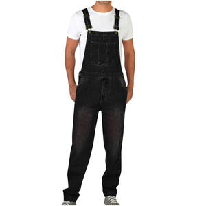 Jeans da <span class=keywords><strong>Uomo</strong></span> in Denim all'Ingrosso, Salopette a Gamba Dritta, Pantaloni con Pettorina Stile Workwear, Salopette Vintage Lavata Vestibilità Larga per <span class=keywords><strong>Uomo</strong></span> - Product Image 1