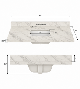 Meuble-lavabo de salle de bain avec plateau en pierre, options granit et marbre, découpe sur mesure, vente en gros Vietnam - Product Image 4