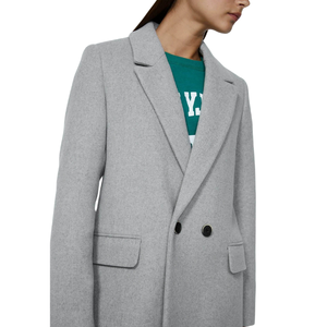 Manteau d'hiver coupe-vent réversible du fournisseur vietnamien pour femmes, vêtements d'extérieur en laine mélangée, col à revers, tissu en laine teint uni - Product Image 1