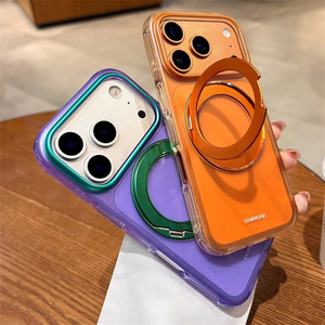 เคสโทรศัพท์แบบหมุนได้ 360 องศา พร้อมวงแหวนแม่เหล็ก สำหรับ iPhone 16 Pro 17 Pro Max  แบบด้าน โปร่งใส ป้องกันการกระแทก - Product Image 2