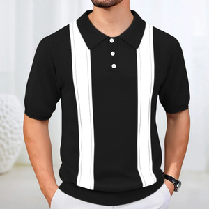 Nouvelle mode hommes pour polos respirant tricoté sweat-shirt T-Shirt court longueur deux couleurs combinaison pas cher - Product Image 3