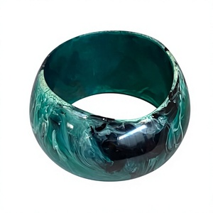 Bracelet jonc vintage en résine épaisse, motif marbre vert, style bohème, bijoux unisexe, acrylique lucite, mode, mariage, femme - Product Image 1