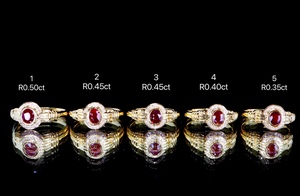 Anillo elegante y digno <span class=keywords><strong>de</strong></span> oro 8K vintage personalizado con piedras laterales <span class=keywords><strong>de</strong></span> 0,35-0,5 quilates, diamante, Paloma, <span class=keywords><strong>sangre</strong></span>, rojo, para mujer - Product Image 4