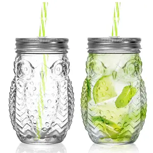 4 gói pint đóng hộp cổ điển rộng miệng maston Jar sinh thái thân thiện có thể cốc cà phê thủy tinh uống yến mạch qua đêm nước sụt giảm cú cốc