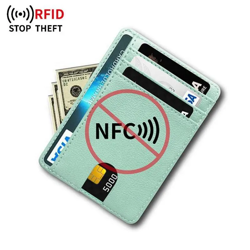 Moda 8 tasche Rfid Slim portafogli da donna borsa corta piccola Mini pelle PU RFID porta carte di credito da donna con fermasoldi