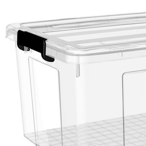 Boîte de rangement en plastique transparente de 27 l avec poignée, très vendue - Product Image 3
