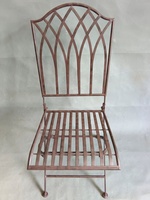 HE-1304 Chaise pliante décorative en métal blanc pour jardin extérieur de mariage Chaises en fer forgé en métal de bistrot extérieur pliantes