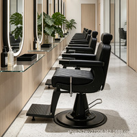 Fauteuil de Barbier Vintage en Métal, Réglable en Hauteur, Inclinable et Rotatif, avec Accoudoirs – Mobilier Commercial pour Salon de Coiffure