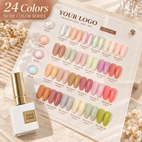 Ensemble de vernis à ongles en gel UV LED nude 24 couleurs, végan, non toxique, étiquette privée, logo personnalisé, OEM ODM pour salon et usage personnel