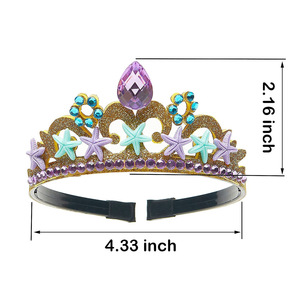 Ensemble d'accessoires de costume de princesse sirène avec couronne, collier, bracelet, bague, boucles d'oreilles et gants pour enfants, pour se déguiser - Product Image 4