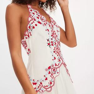 Vestido Largo Casual Bohemio con Cuello en V, Sin Mangas, Bordado y Espalda Descubierta para Playa 2025 - Product Image 4