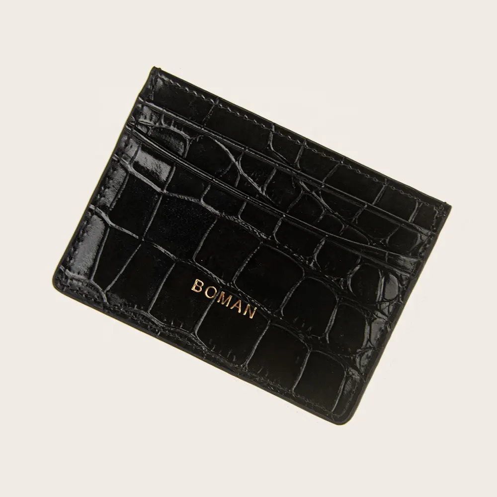 Personalized Embossed Crocodile Pattern Men's Leather Card Holder Wallet custom Bank Card Holder