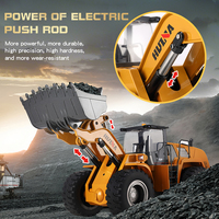 Cargadora de Ruedas a Control Remoto Escala 1/14, Vehículo de Construcción de 24 Canales, Tractor de Construcción, Juguete Bulldozer Metálico 2.4G, Huina 1583