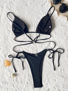 WG Just arrivi Sexy costume intero da bagno da donna Bikini a fascia S-XL con decorazione ritagliata senza schienale perizoma e modello di stampa - Product Image 4