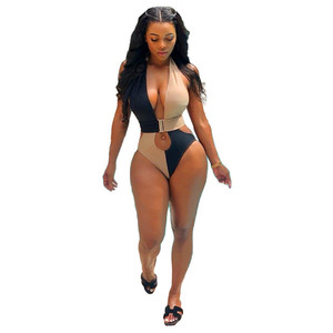 2020 nuovo costume da bagno Monokini brasiliano Sexy senza schienale per adulti donna un pezzo costume da bagno Spandex/Nylon materiale stampato - Product Image 2