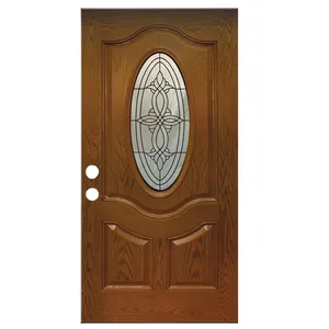 Hot Sale Competitive Price 2 Panels 3/4 Oval Glass Inserts SMC Fiberglass House Door