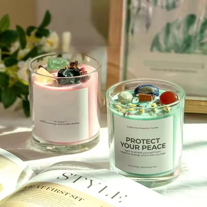 Vela Aromática Artesanal sin Humo con Flores Secas y Piedras de Cristal para Decoración del Hogar, Regalo para Días Festivos, Venta al por Mayor - Product Image 2