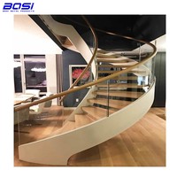 Escalier en spirale moderne en acier galvanisé pour intérieur avec rampe en verre et barreaux, écologique, taille personnalisée pour salon