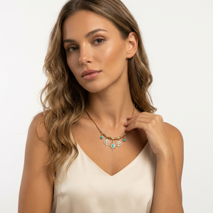 Collar YF3586 con Colgante <span class=keywords><strong>de</strong></span> Árbol <span class=keywords><strong>de</strong></span> la <span class=keywords><strong>Vida</strong></span> y Turquesa, Joyería Bohemia Vintage, Impermeable, Acero Inoxidable 316L Chapado en Oro <span class=keywords><strong>de</strong></span> 18k - Product Image 4