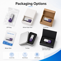 Clé USB en plastique colorée avec impression personnalisée, coque métallique pivotante, porte-clés, clé USB promotionnelle, vente en gros