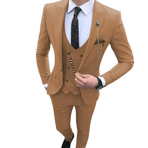 批发定制男士时尚三件套派对西装纯色单排扣新郎西装 - Product Image 3