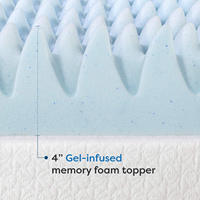 Matelas au meilleur prix, surmatelas en mousse à mémoire de forme Egg Crate de 4 pouces avec infusion de gel rafraîchissant, certifié CertiPUR-US