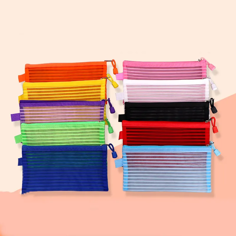 Clear Cosmetic Bags Zip Makeup Mesh Bags Plastic High Quality Colorful Pvc Case For School Pen Bags Zipper Pouch