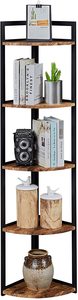<strong>Corner</strong> Shelf,5 Tier Wood <strong>Wall</strong> <strong>Corner</strong> <strong>Bookshelf</strong> with Metal Frame, <strong>Corner</strong> Storage Rack Shelves Display Plant Flower - Product Image 4