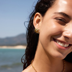 <b>Stud</b> Earrings Spiral <b>Titanium</b> Steel Gold Silver Color Block Geometric Design Fashion Jewelry Gift - Product Image 4