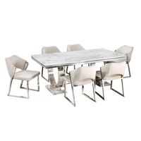 Table de salle à manger rectangulaire haut de gamme avec dessus en marbre Design moderne pour les entrepôts d'ateliers d'hôtels à domicile-Usine directe de Chine