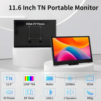 Moniteur portable tactile AHXJKA 11,6 pouces 1366x768 HD 60Hz avec double haut-parleur et étui en cuir, compatible avec téléphone, PC et console de jeu