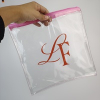 Emballage de bijoux de grande taille imprimé de logo personnalisé Éponge en filet africaine Sacs à zip-lock roses Sac en plastique transparent en PVC Fermeture à glissière en tissu