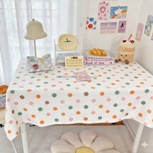 <span class=keywords><strong>Tovaglia</strong></span> Impermeabile in <span class=keywords><strong>Lino</strong></span> e Cotone Stampato a Quadri e Pois, Runner da Tavolo in Tela Grezza a Righe Tinto in Filo Etnico, Fodere per Cuscini - Product Image 1