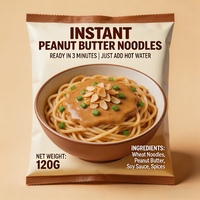 Nouilles Udon Cuites Assaisonnées au Beurre de Cacahuète Naturel, Faible Teneur en Sodium, Sans Sucre, Emballage en Boîte/Vrac Sain