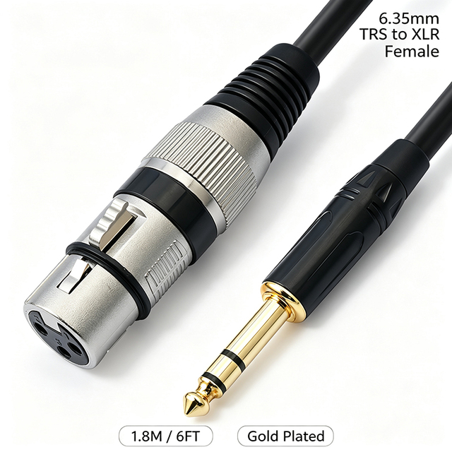 6.35mm 1/4" TRS Male to XLR Female Cable 1.8M 6FT Gold Plated Balanced Microphone Audio Cable for Mixer Amplifier