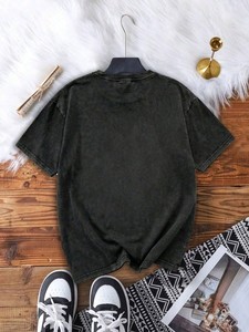 Maßgeschneidertes Säuregewaschenes Y2K <span class=keywords><strong>Streetwear</strong></span> Gott-Grafik-Print Damen 100% Baumwolle Sommer O-Ausschnitt T-Shirt Knitterfrei Anti-Pilling Lässig - Product Image 3