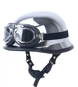 Silver Motocross Motorcycle Outdoor Riding Half Open Face Helmet With Without Glass S,M,L,XL,XXL