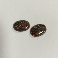 Opale Créée en Laboratoire 18x13mm Grande Taille Opale Noire à Feu Blanc Cabochon Plat Pierres Libres Prix