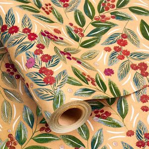 Kraft Christmas Wrapping <b>Paper</b> <b>Roll</b> 17 In X 33 Ft Vintage Watercolor Pattern For Holiday Gift <b>Wrap</b> - Product Image 1