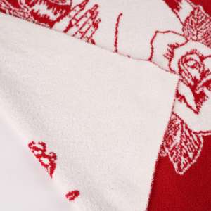 Noël jeter couverture 100% Polyester rouge amant fille Rose motif tricoté couverture pour vacances décor à la maison - Product Image 4