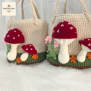 Grande Capacité Mignon Fleur <span class=keywords><strong>Champignon</strong></span> Motif <span class=keywords><strong>Panier</strong></span> De Rangement Dames Circulaire Voyage En Plein Air Sac À Main pour Faire Du Shopping - Product Image 5
