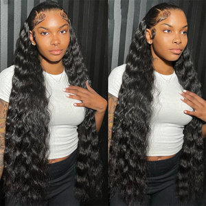 Proveedor de pelucas de cabello humano con encaje frontal de onda de agua 12A, pelucas rizadas frontales negras naturales de cabello crudo brasileño virgen para mujeres negras - Product Image 2