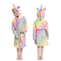 Prix direct usine dessin animé Animal Unicornio bébé remplacement bain mignon flanelle longue Robe