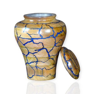 <b>Keepsake</b> Cremation Urn with Wooden & Epoxy Round Shaped Polished Surface Antique Style Human <b>Ash</b> Cremation Urn - Product Image 5