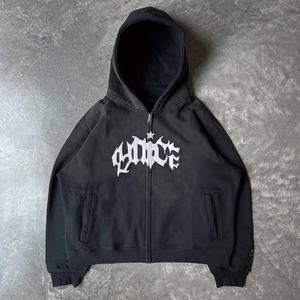 Sudadera con capucha extragrande para hombre, estilo urbano, con cremallera, de algodón, con letras 3D de espuma personalizadas y estampado en relieve, OEM - Product Image 5